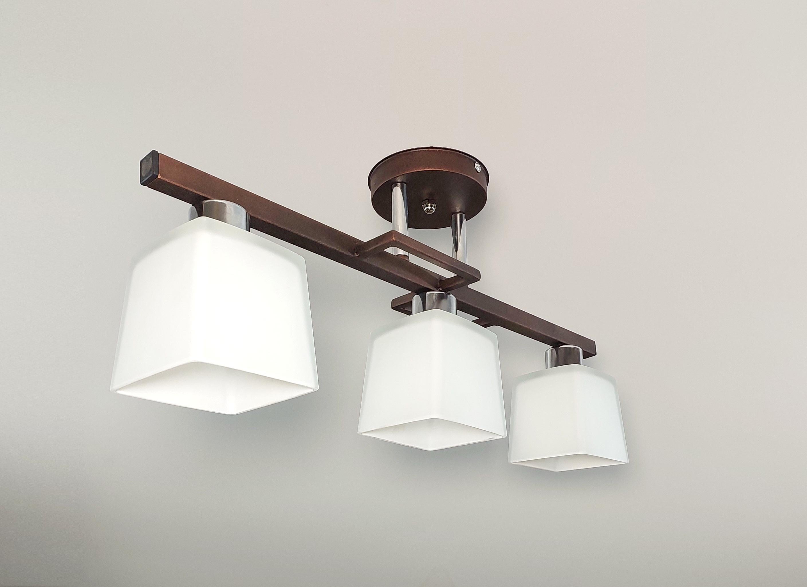 Люстра потолочная Хай-тек 1290/3 на 3 плафона металлическая Коричневый