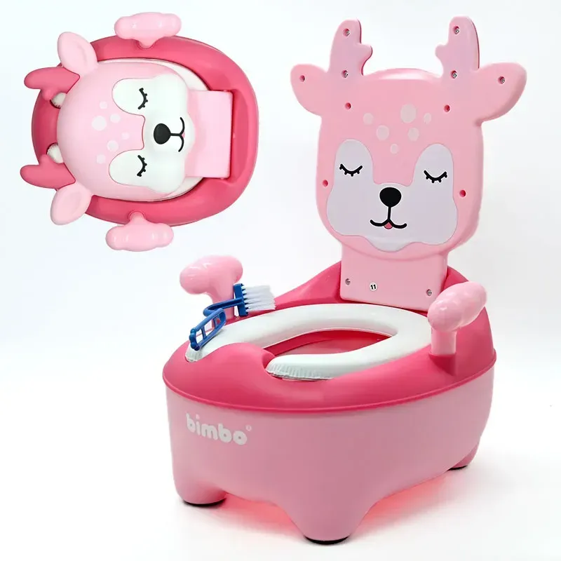 Горшок детский с мягким сиденьем Bimbo L-27302 спинка/съемный резервуар Олень (L-27302) - фото 2