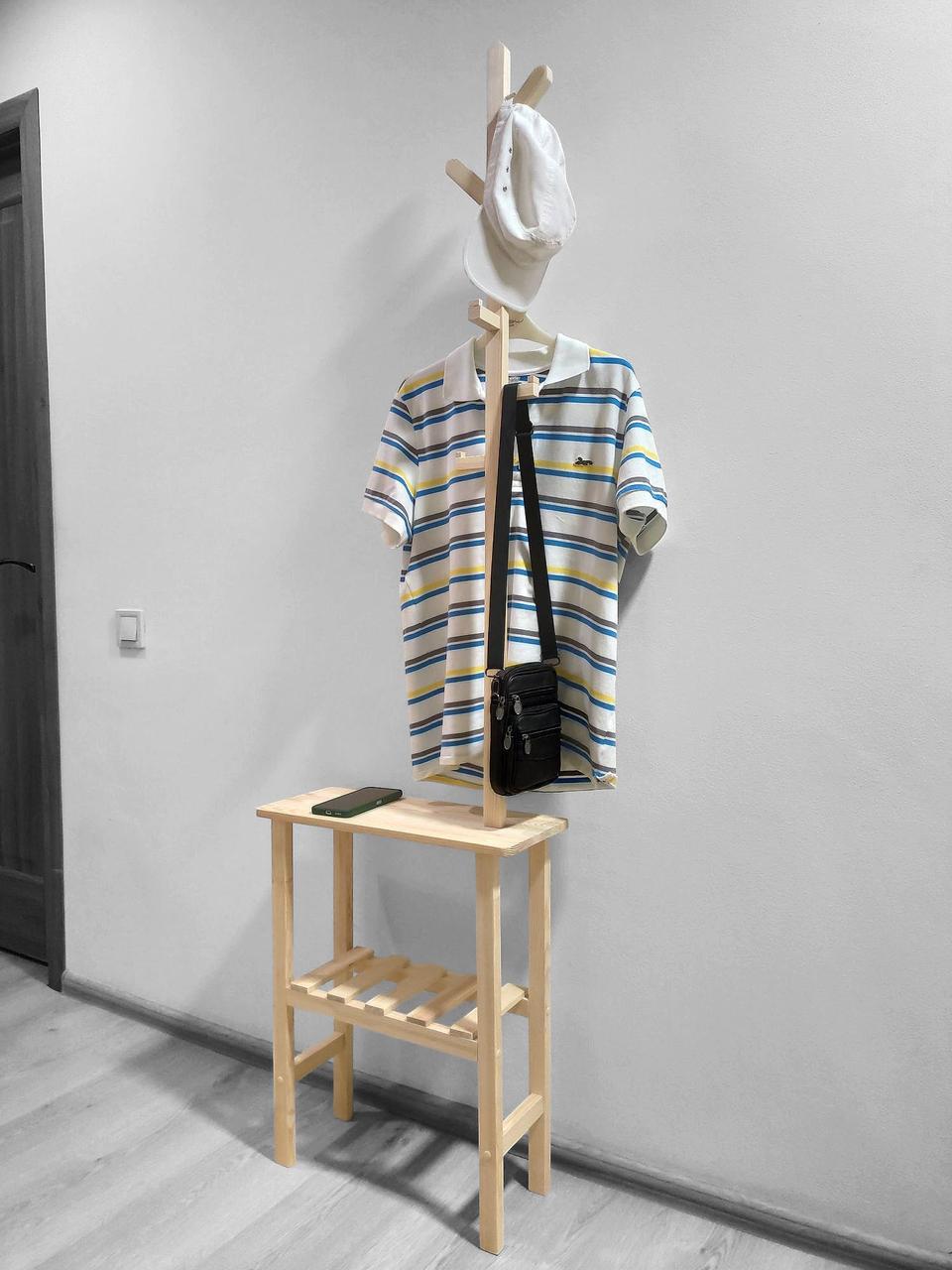 Вешалка напольная с полками деревянная (2607197605) - фото 4