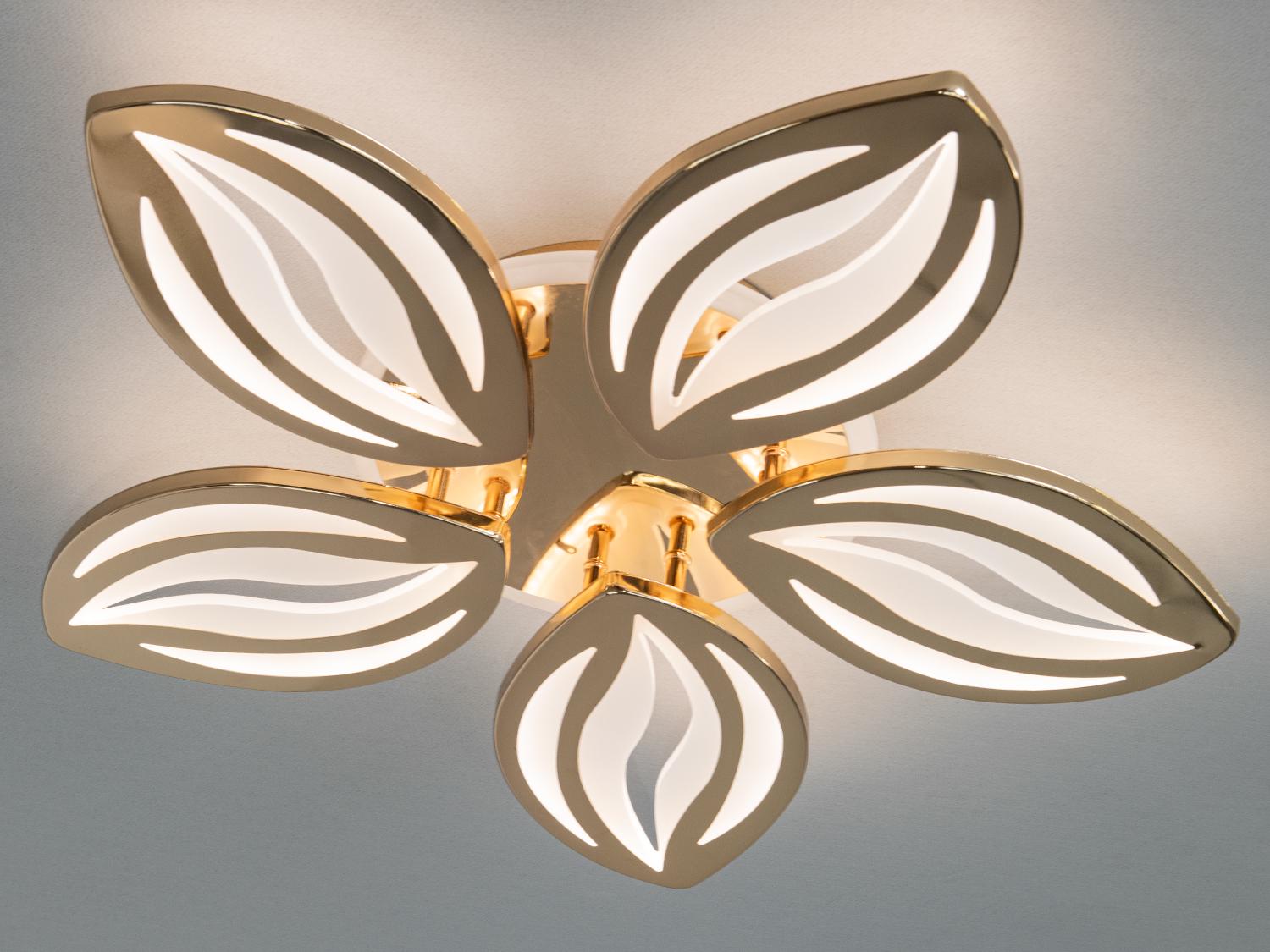 Люстра LED в передпокій з підсвічуванням 75W Золотий (8092-5G-LS)