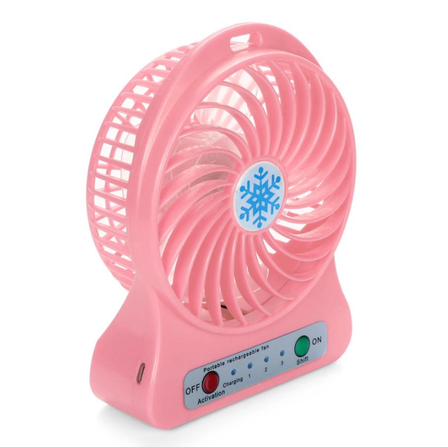 Вентилятор портативный Mini Fan с аккумулятором настольный Розовый - фото 2