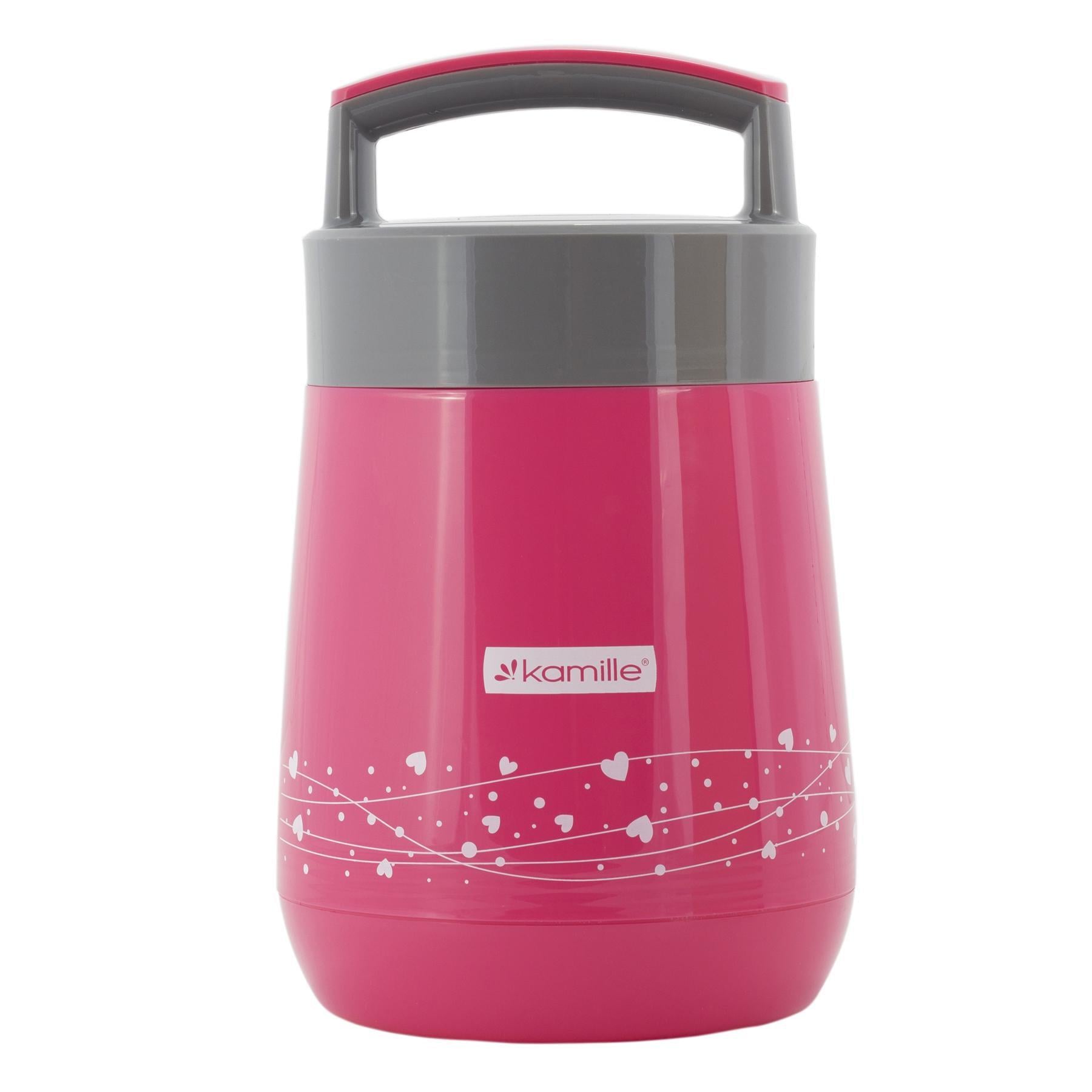 Термос пищевой Kamille Vizo 1400 мл со стеклянной колбой и 2 емкостями Красный (8459518)