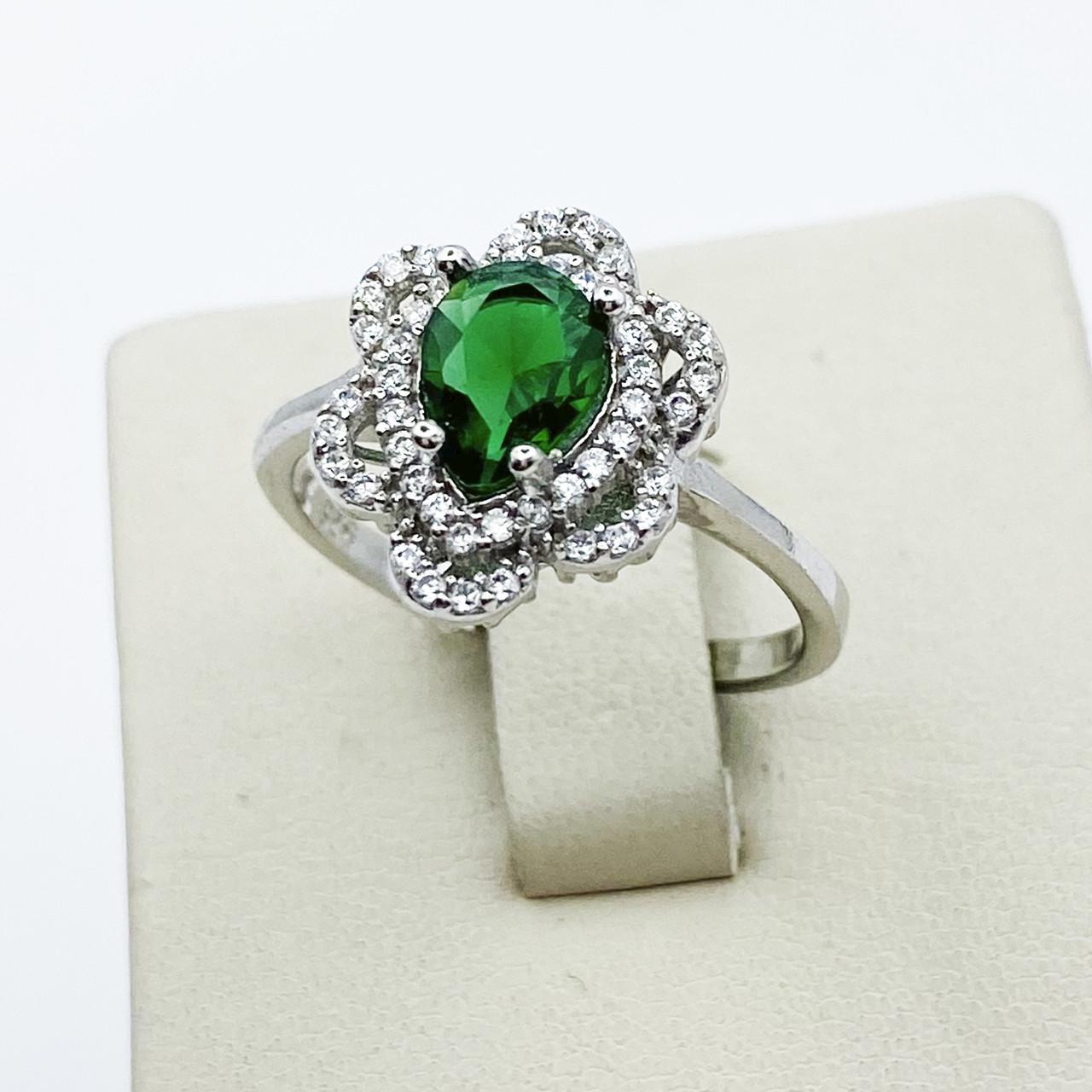 Кольцо серебряное с изумрудом р. 18,5 2,95 г (1895894346)