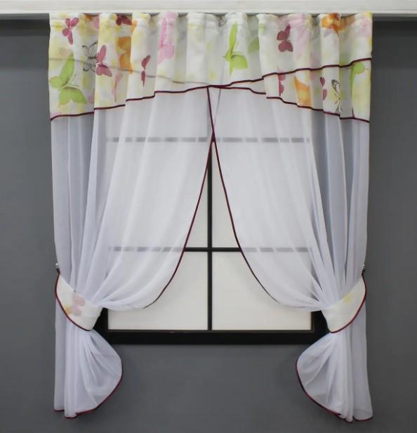 Комплект штор на кухню с ламбрекеном 270х170 см Разноцветный/белый (091к 52-0968) Комплект штор на кухню с ламбрекеном 270х170 см Разноцветный/белый (091к 52-0968)