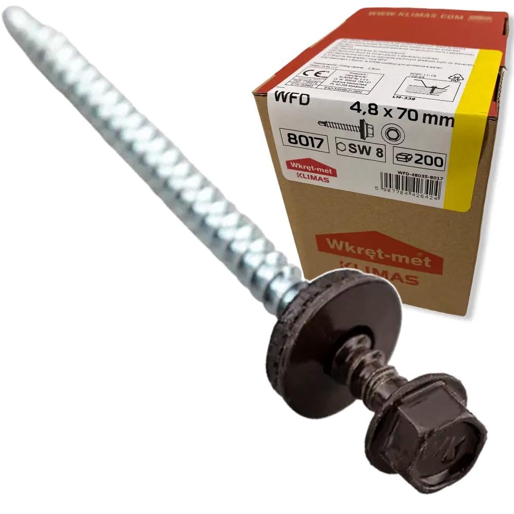 Саморез по дереву Klimas Wkret-Met 4,8x70 мм RAL 8017 200 шт. уп. (29471790)