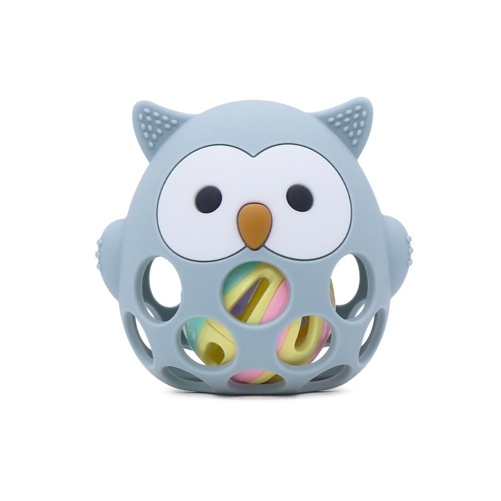 Прорізувач-брязкальце Cheeks Сова силіконовий Блакитний (25749145)