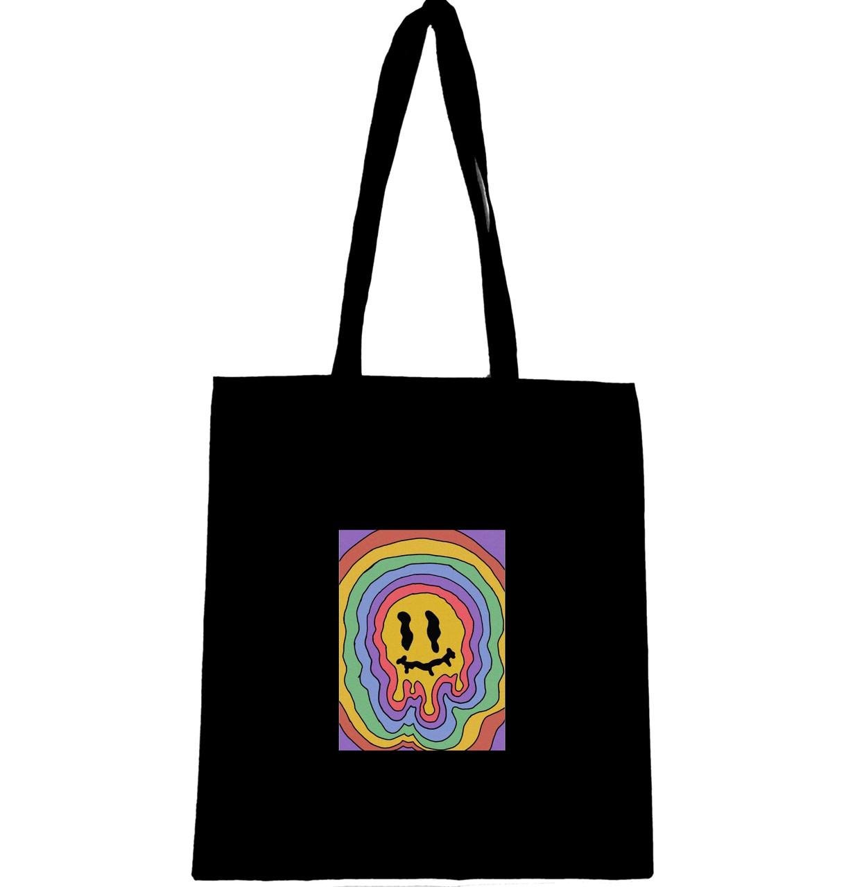 Еко-сумка з принтом Acid smile стікаючий смайл (646)