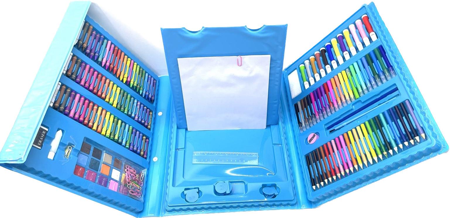 Набор для рисования Bambi маркеры/карандаши/краски 208 пр. в чемоданчике Голубой (C 49385)