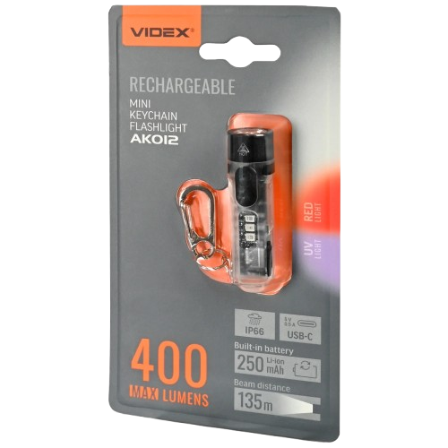 Портативный светодиодный фонарик Videx VLF-AK012 400Lm IP66 Черный (35226945)