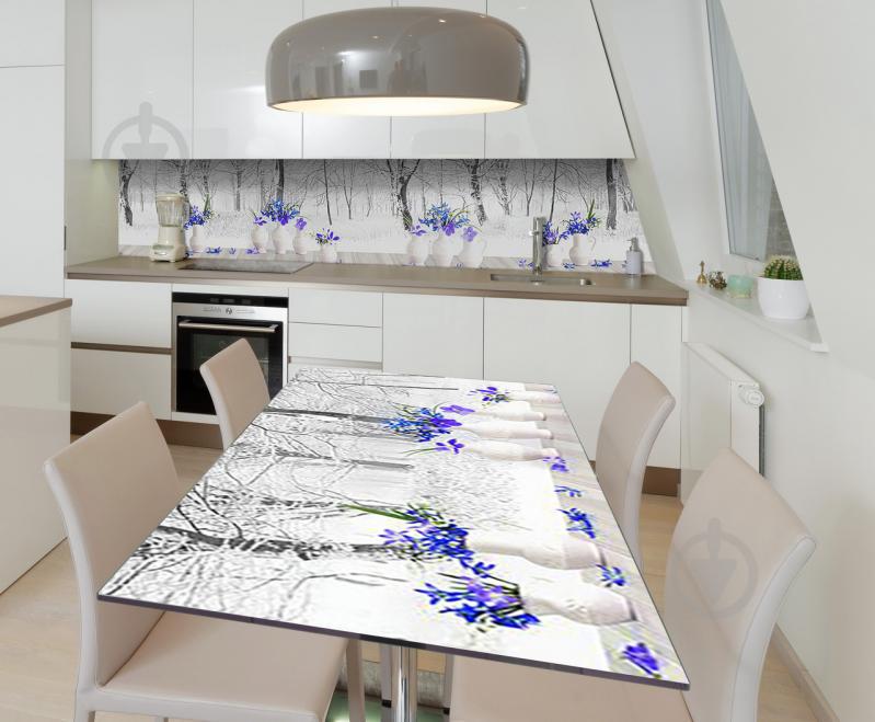 Наклейка виниловая на стол Zatarga  "Цветы и Зима"  600х1200 мм