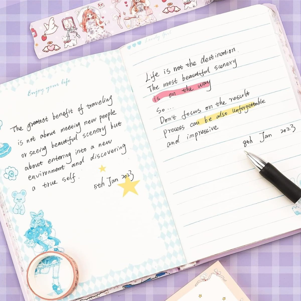 Набір блокнот з канцелярським приладдям дитячий в подарунковій упаковці для дівчаток 390х240 см Фіолетовий - фото 5