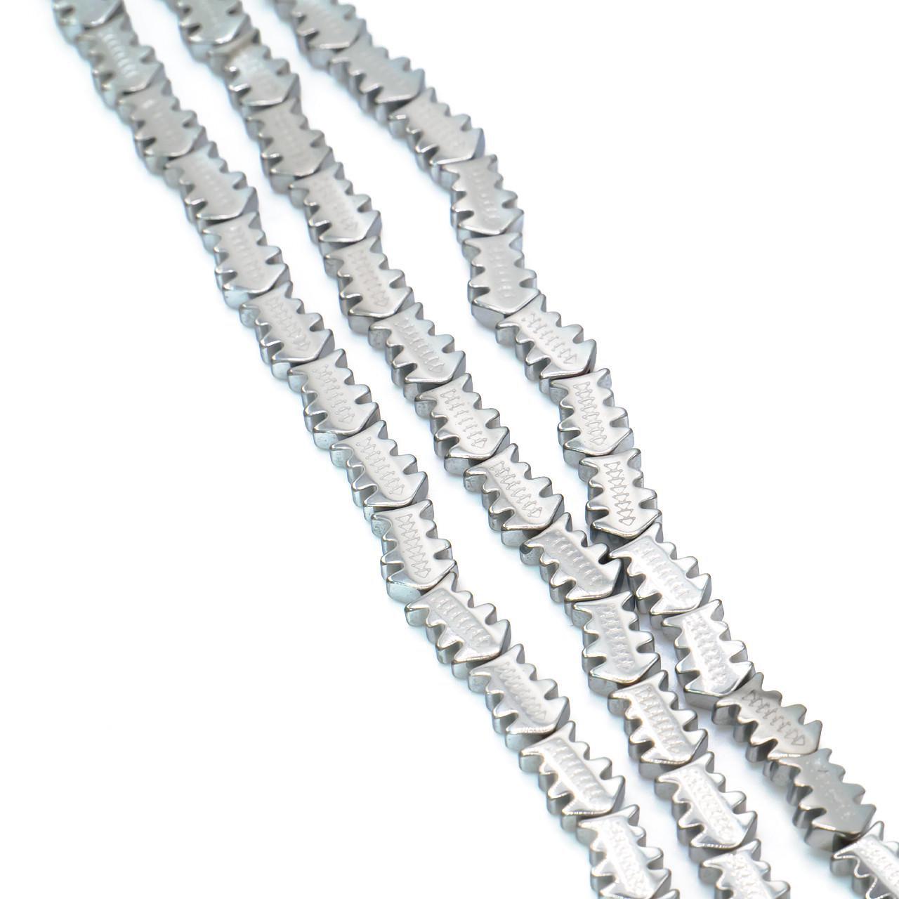 Бусины Рыбка Гематит 4х7 мм 40 см 53 шт. Серебристый (БГ0407р00)