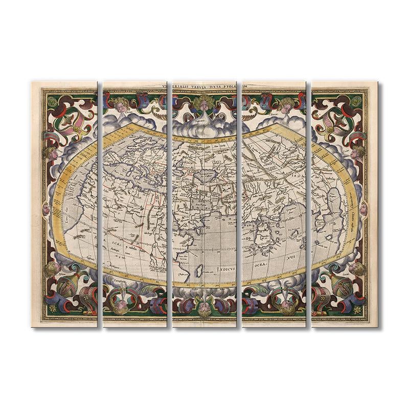 Винтажная карта Географическая карта Птолемея 5 модулей 120x180 см