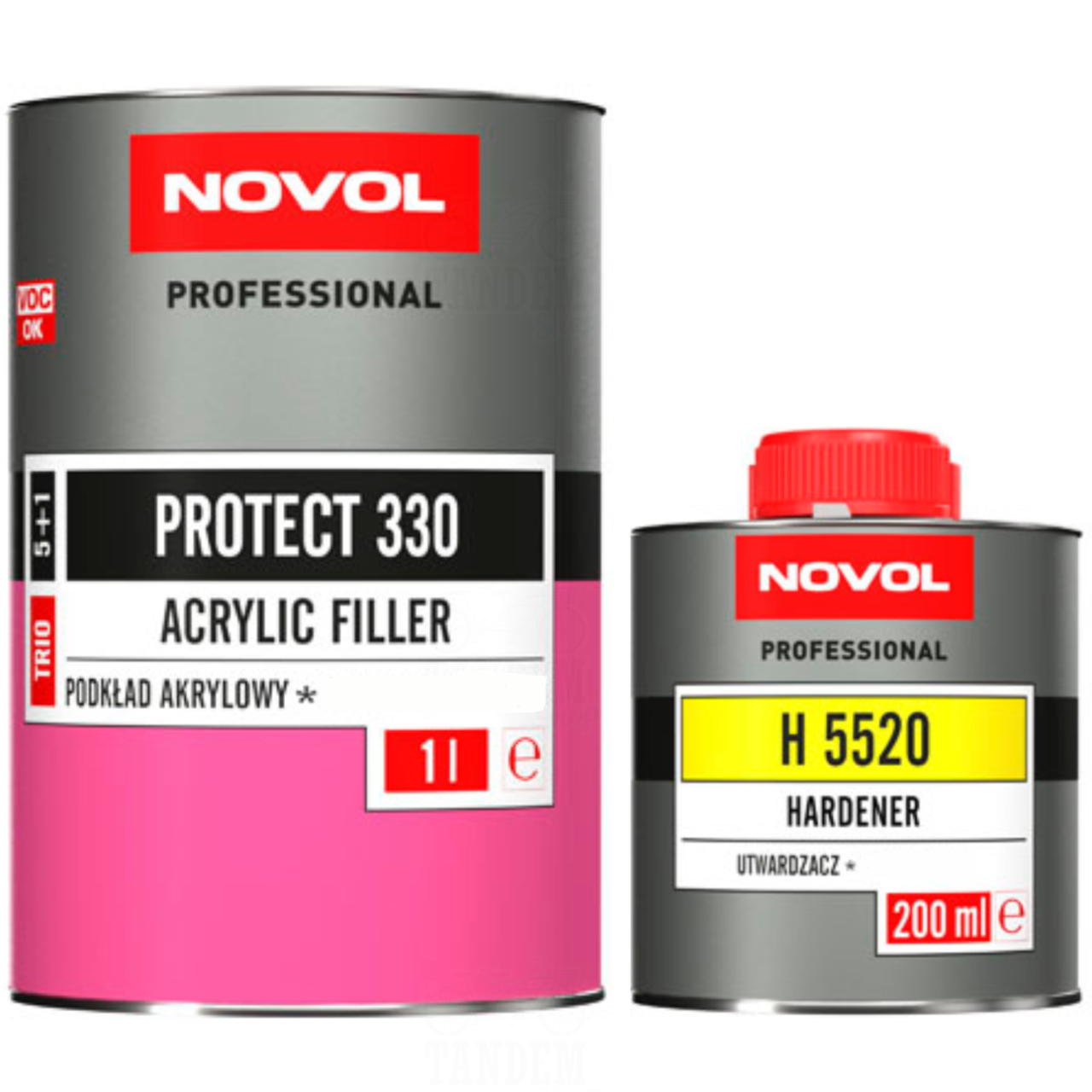 Грунт-наполнитель акриловый NOVOL Protect 330 5:1 HS 1 л/200 мл Черный