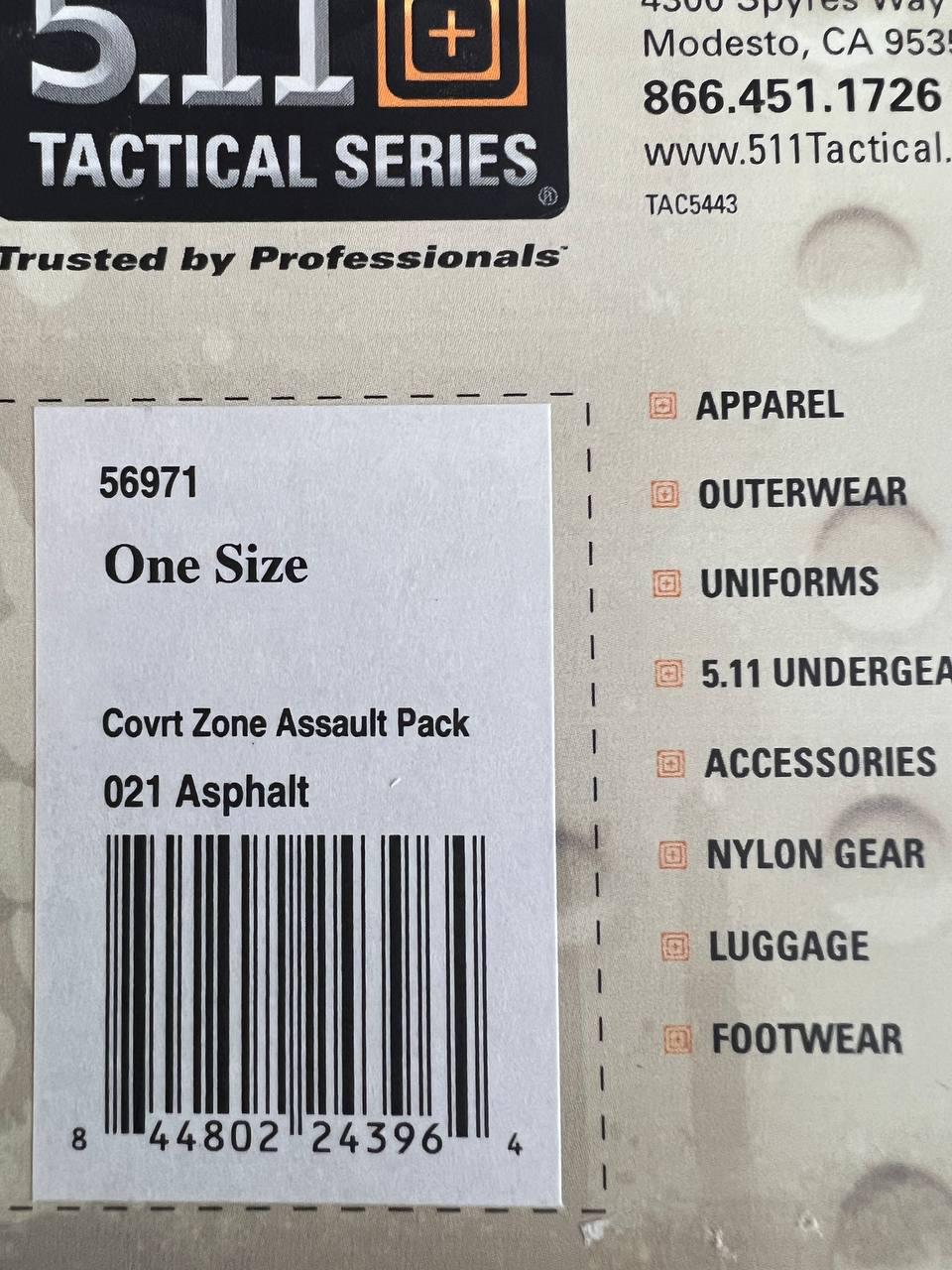 5.11 tactical covrt zone assault outlet pack