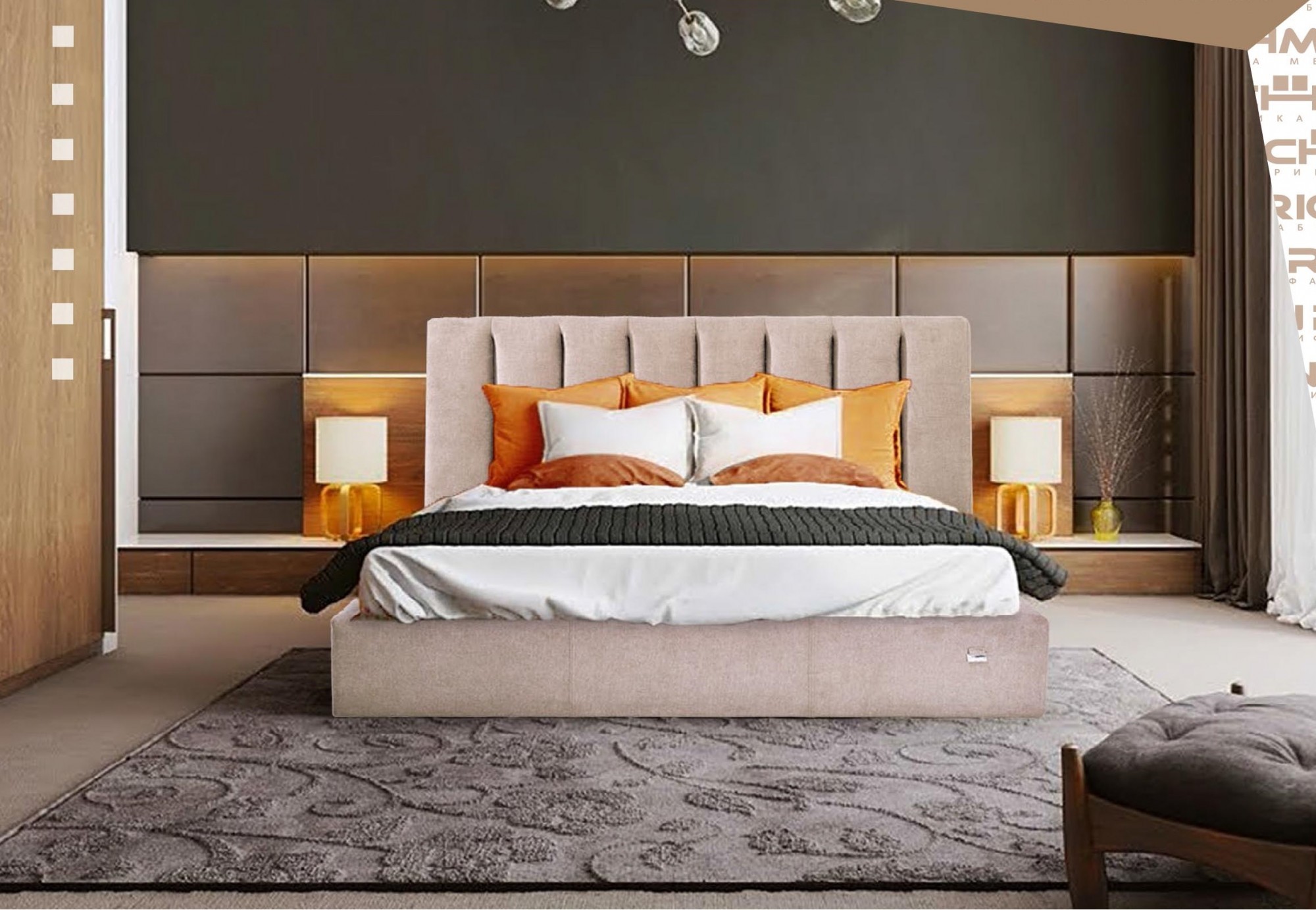 Кровать двуспальная Sanam VIP Мисти Mocco 180х190 см Серый