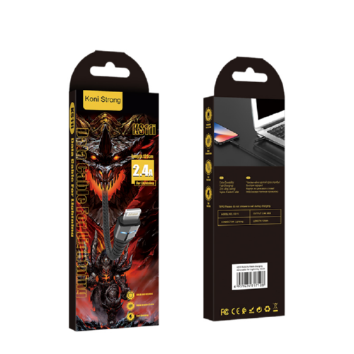 Кабель Lightning Koni Strong Flash charging KS11i 2,4 A 1,2 м Black (545278) - фото 2 Кабель Lightning Koni Strong Flash charging KS11i 2,4 A 1,2 м Black (545278) - фото 2