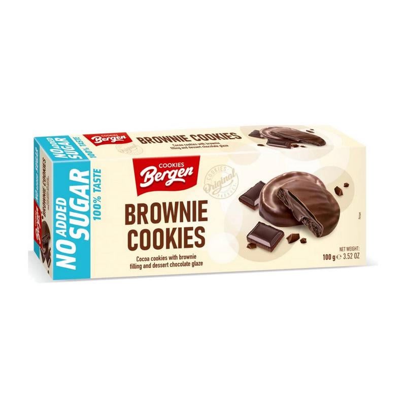 Протеїнове печиво без добавленного сахара Bergen Original Cookies 128 г Шоколадний брауні