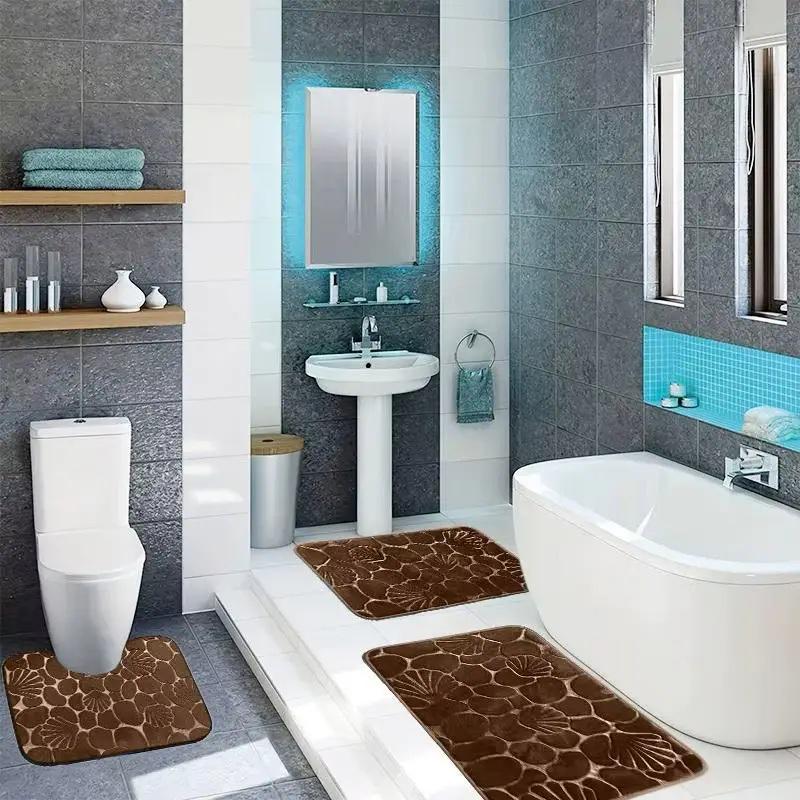 Набор ковриков для ванной и туалета Морской пляж с эффектом памяти 3 шт. Коричневый (7802519) - фото 2 Набор ковриков для ванной и туалета Морской пляж с эффектом памяти 3 шт. Коричневый (7802519) - фото 2