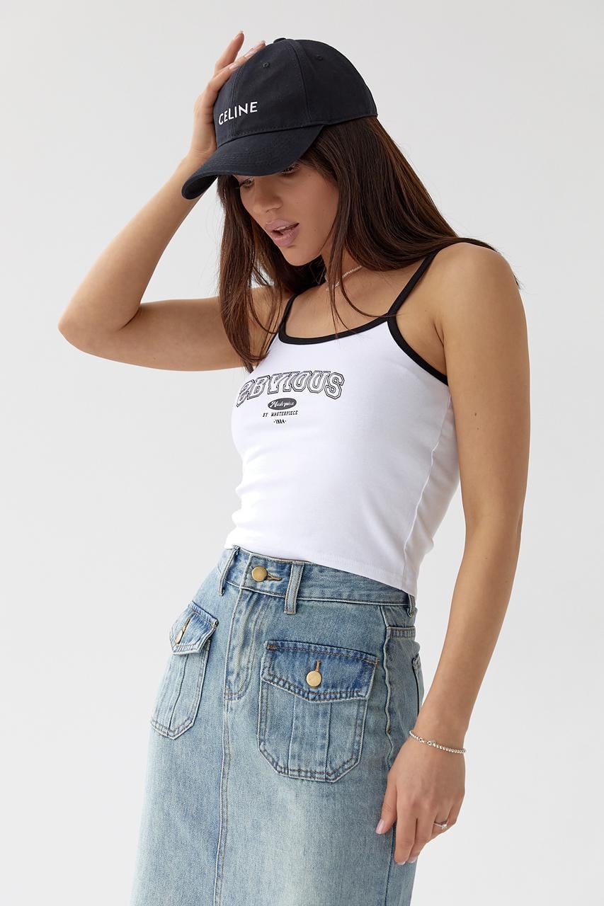 Кроп-топ жіночий на бретелях S Молочний (10430983)