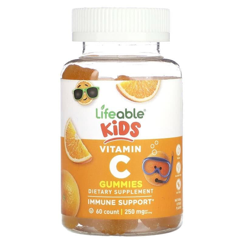 Вітамін С для дітей Lifeable Kids Vitamin C Gummies смак апельсину 60 мармеладок