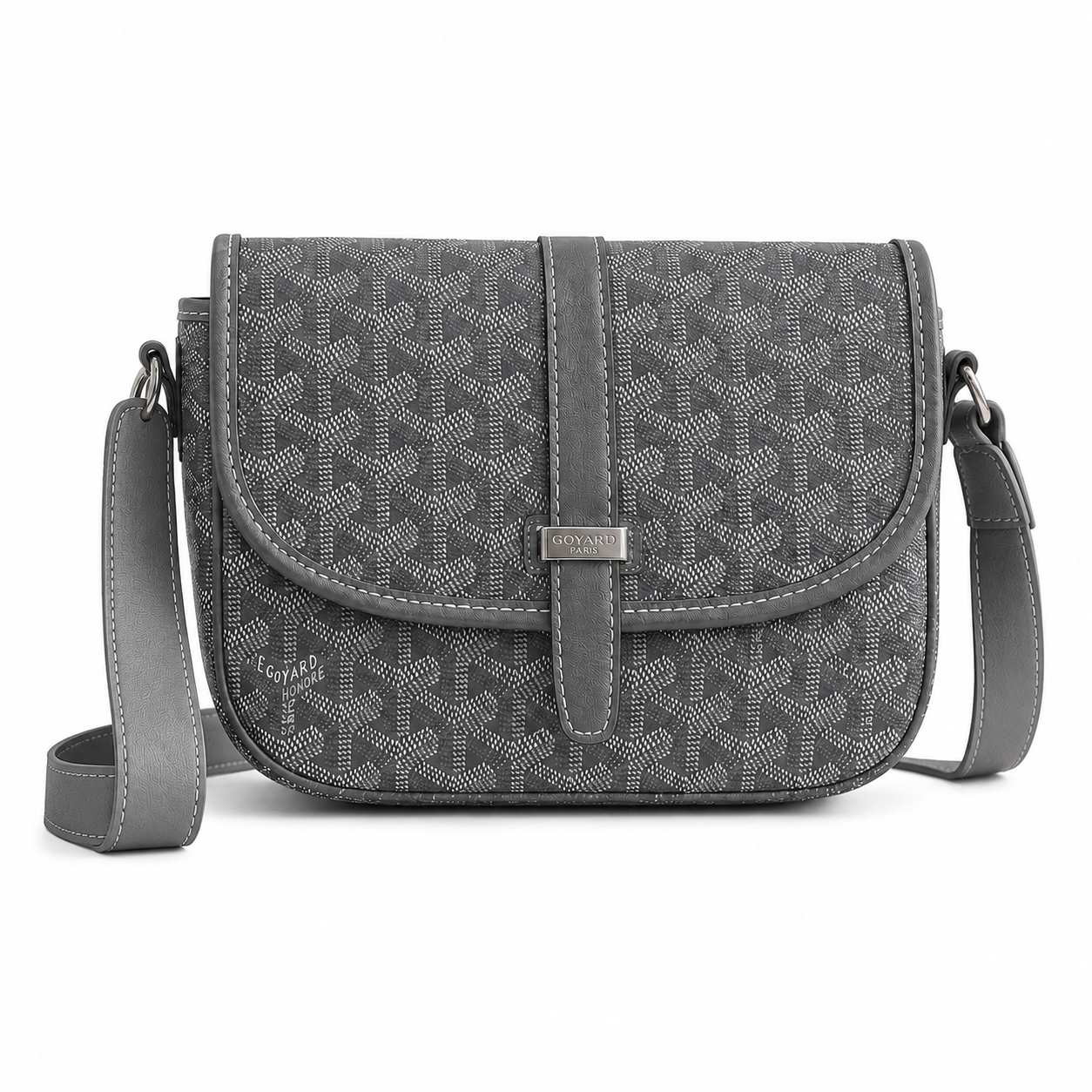 Сумка-мессенджер в стиле Goyard через плечо из искусственной кожи 21х15 см Серый