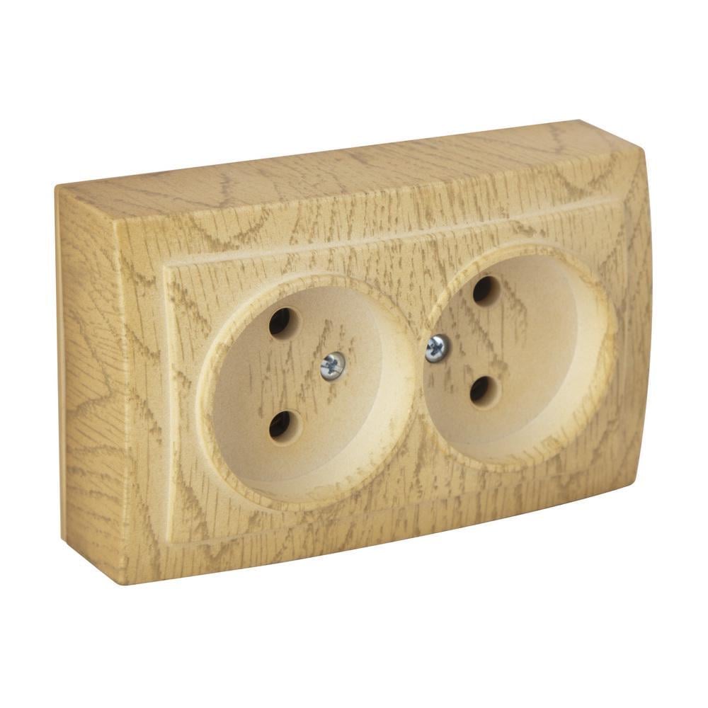 Розетка Nilson Themis подвійна без заземлення Клен (26281024)