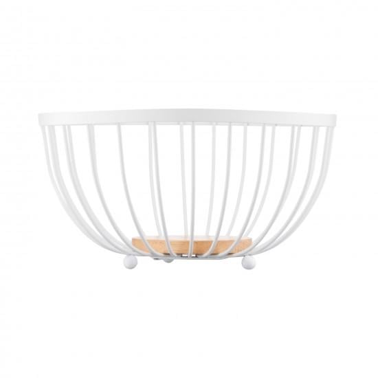 Кошик фруктовниця Ardesto AR0904W Midori метал/дерево 25х25х13 см Білий (2178705136) - фото 2