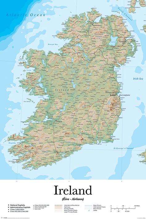 Постер плакат Карта Ирландии/Ireland Map 61x91,5 см