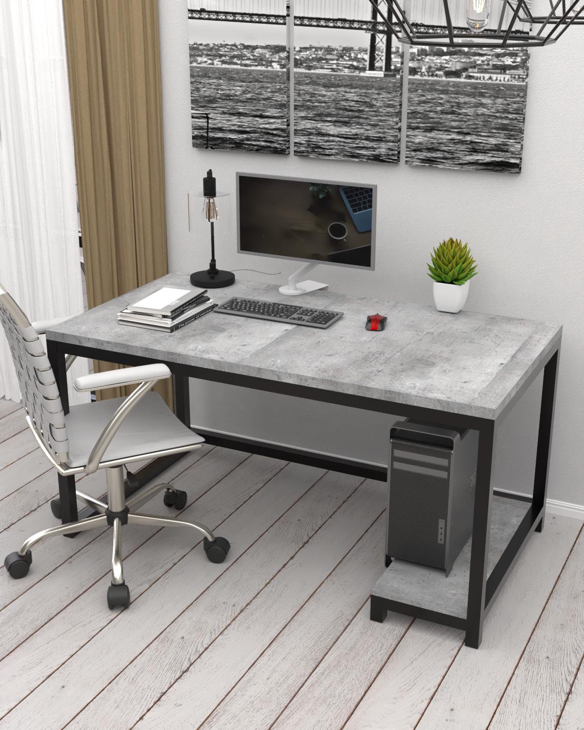Стол компьютерный EcoLoft Аскольд DSP-1504-10 в стиле лофт Бетон Миллениум (35965929)