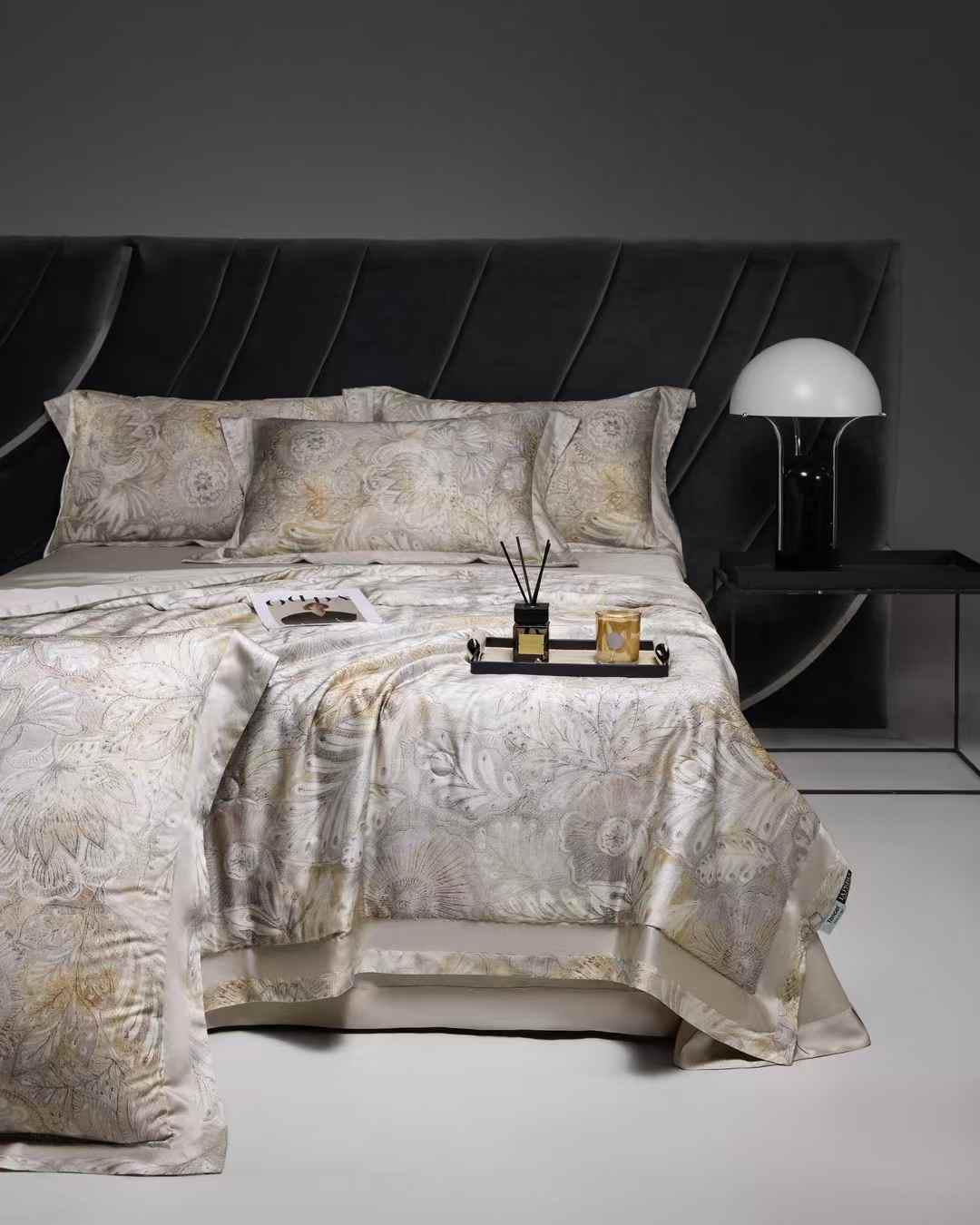 Комплект постельного белья Цветы с одеялом тенсел семейный (70121) - фото 4