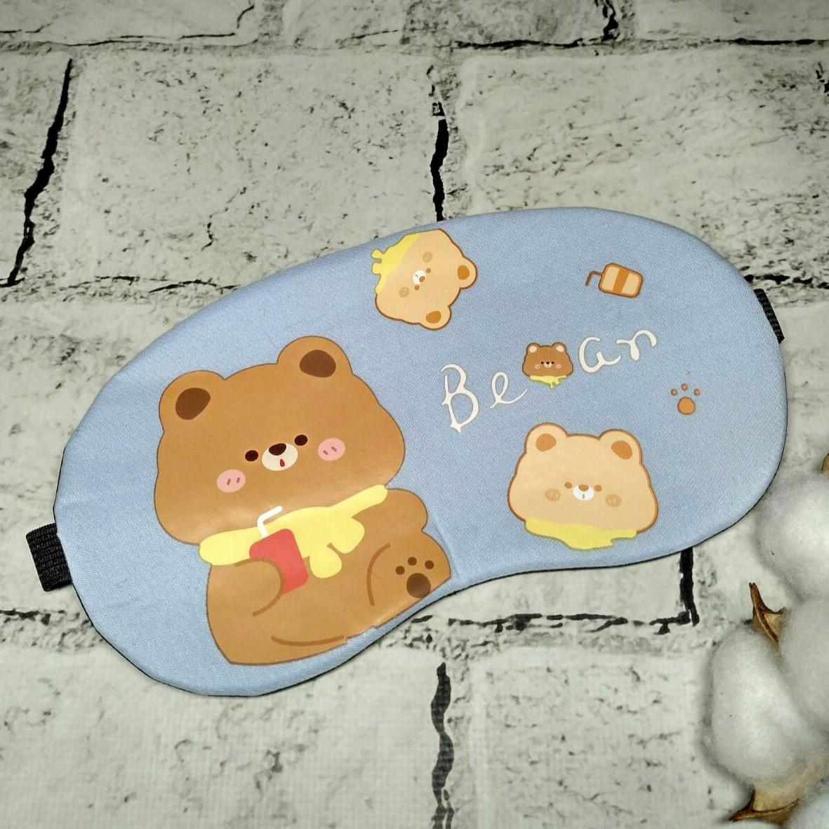 Маска для сну Ведмедик 19х9 см Блакитний (20247-3) - фото 1 Маска для сну Ведмедик 19х9 см Блакитний (20247-3) - фото 1