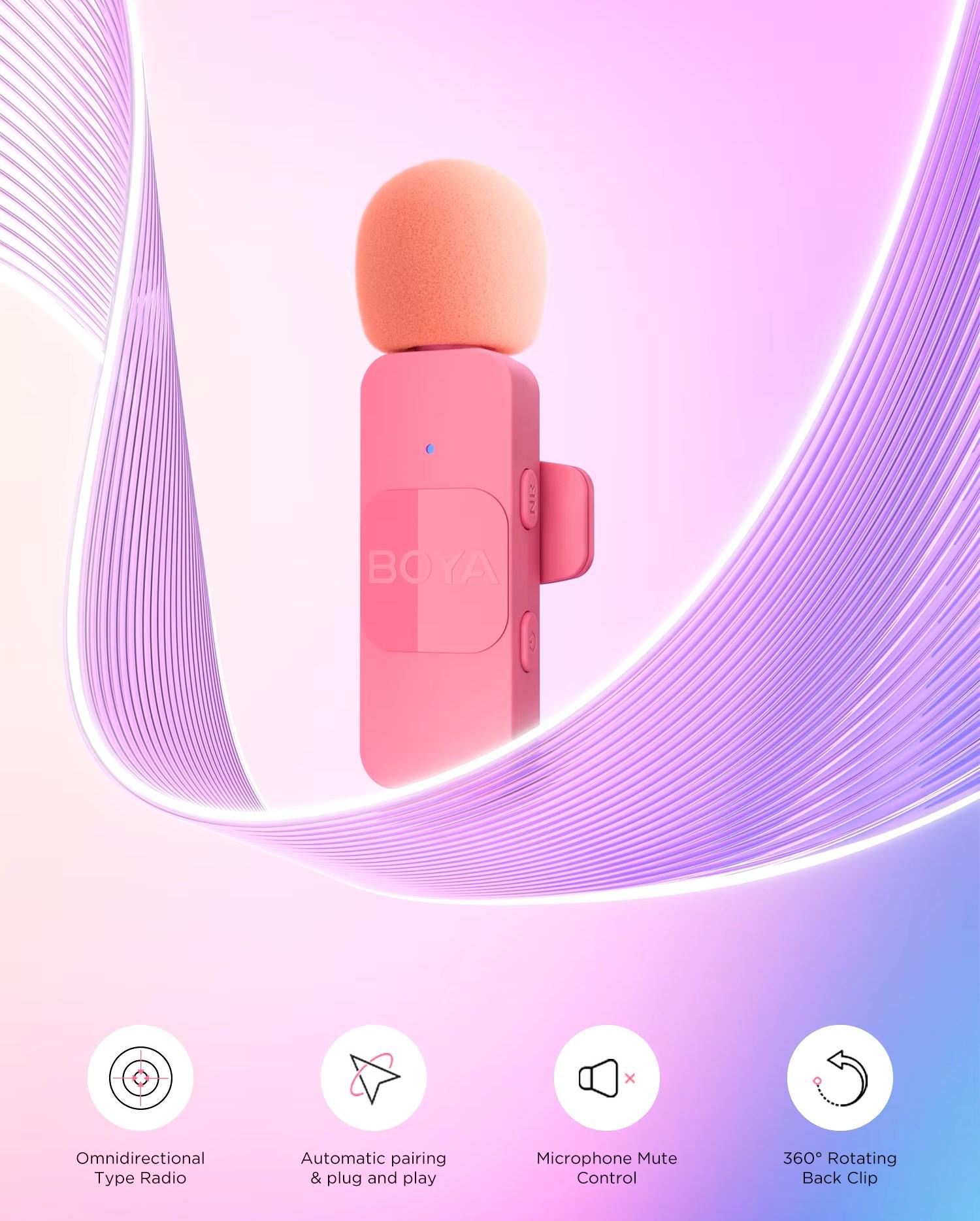 Микрофон петличный Boya BY-V20 Pink USB Type-C для iPhone и Android беспроводной (50023) - фото 8