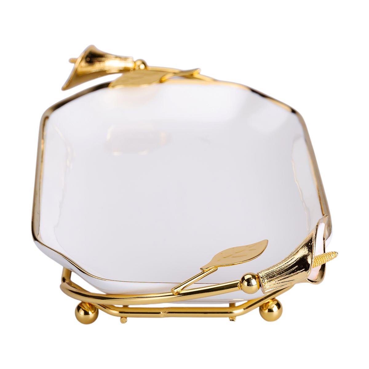 порцелянова фруктовниця на підставці 26×15×3,5 см Білий із золотом - фото 10 порцелянова фруктовниця на підставці 26×15×3,5 см Білий із золотом - фото 10