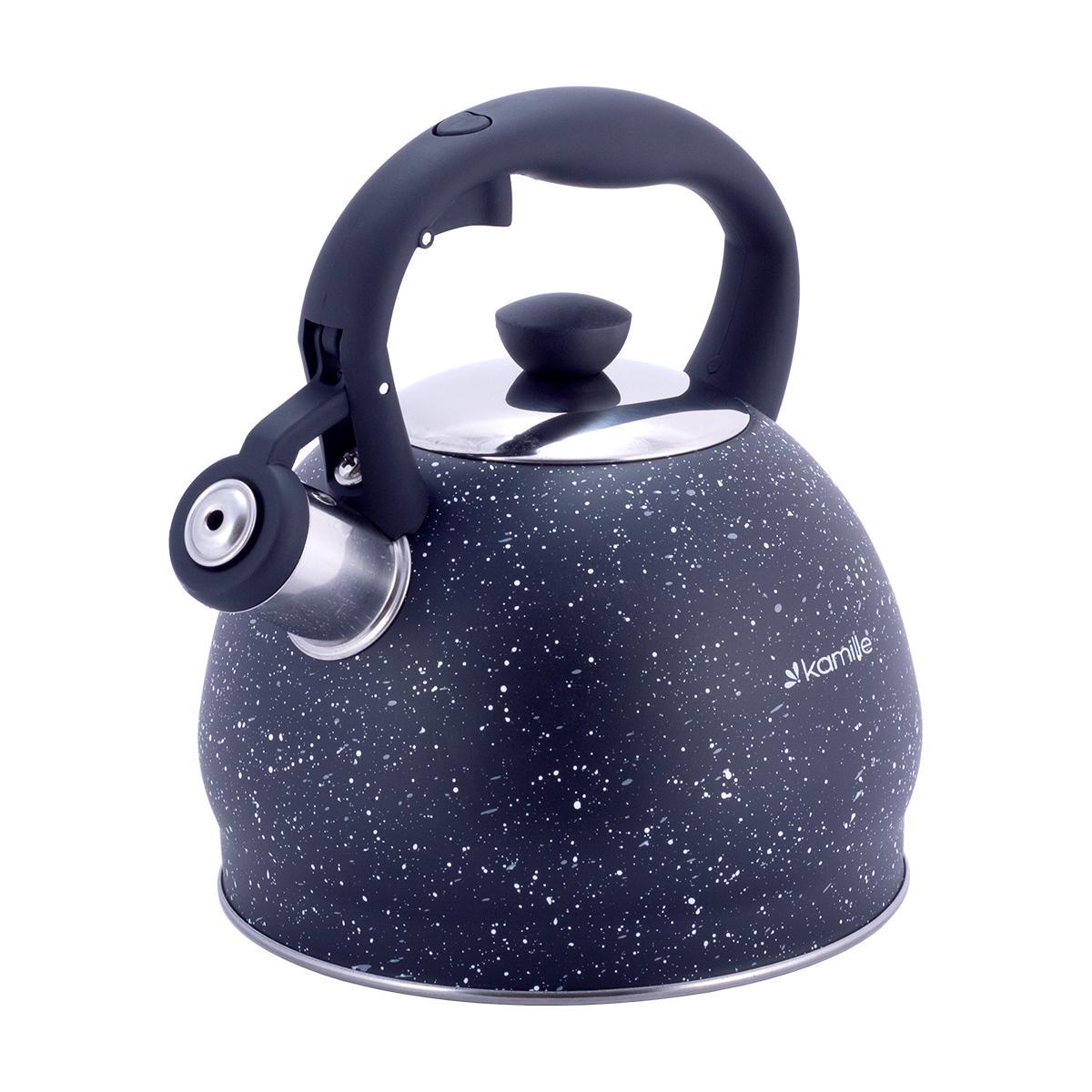 Чайник Kamille из нержавеющей стали со свистком и нейлоновой ручкой 2 л Черный мрамор (14880113) - фото 4 Чайник Kamille из нержавеющей стали со свистком и нейлоновой ручкой 2 л Черный мрамор (14880113) - фото 4