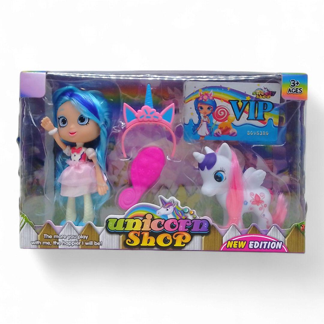 Кукла с единорогом Unicorn shop Голубой (253447)