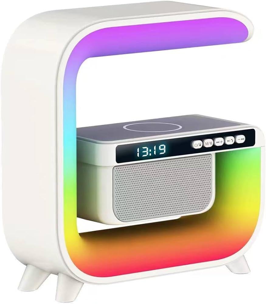 Ночник аккумуляторный RGB G3 с беспроводной зарядкой 15W и Bluetooth колонкой 3W