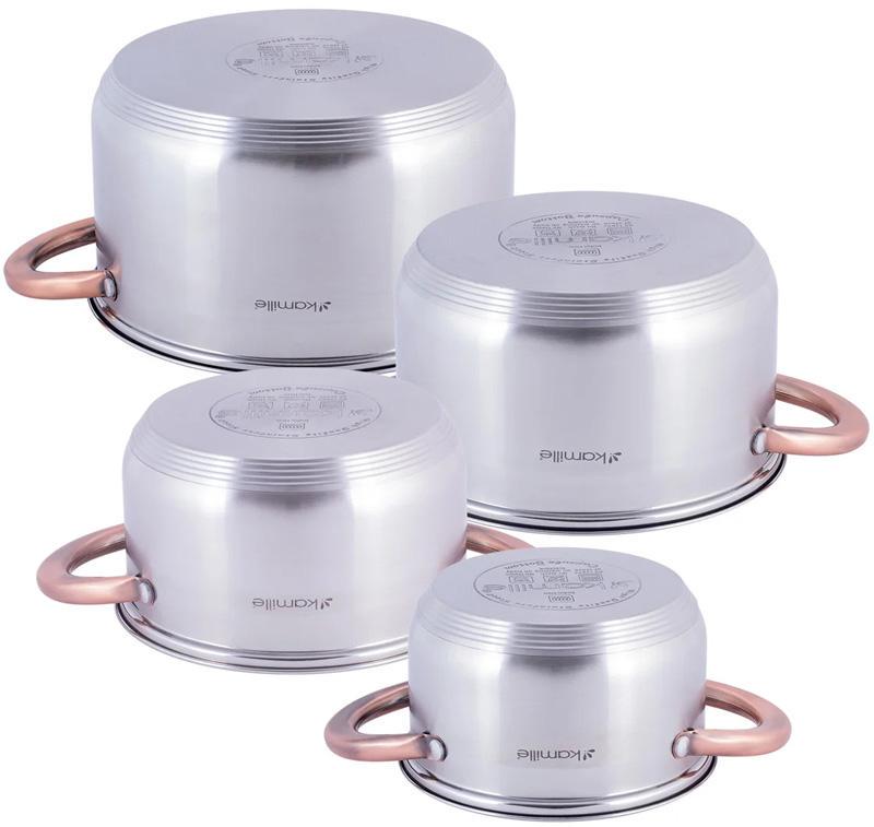 Набір каструль Kamille Catalin із нержавіючої сталі з мірною шкалою 1,5/2/3/5 л - фото 3 Набір каструль Kamille Catalin із нержавіючої сталі з мірною шкалою 1,5/2/3/5 л - фото 3