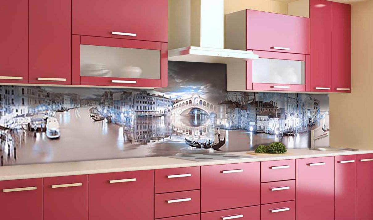 Кухонный фартук Фантазийная Венеция из самоклеющейся виниловой пленки 60х300 см Бежевый