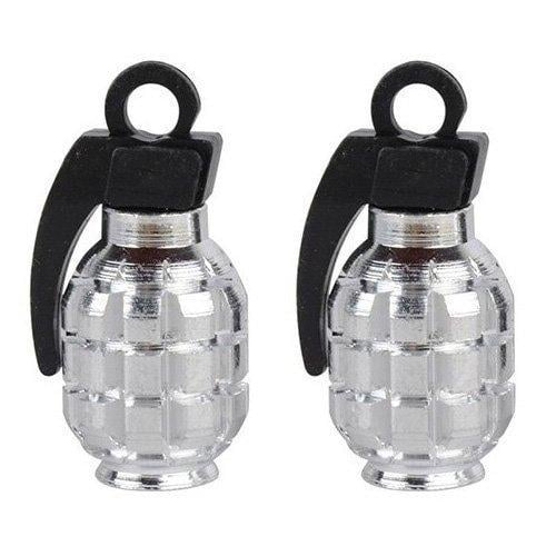 Набор колпачков на ниппель для велосипеда SUNROZ Caps Лимонка 2 шт. Silver