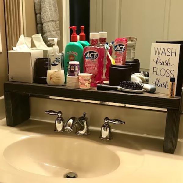 Полка для ванной настольная из дерева Боусол 15х50 см Венге (ВНО-15503212) Полка для ванной настольная из дерева Боусол 15х50 см Венге (ВНО-15503212)