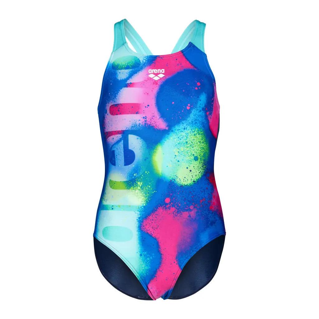 Купальник закрытый для девочек Arena SPRAY PAINT SWIMSUIT SWIM PRO Разноцветный 128 см (010286-740 128)