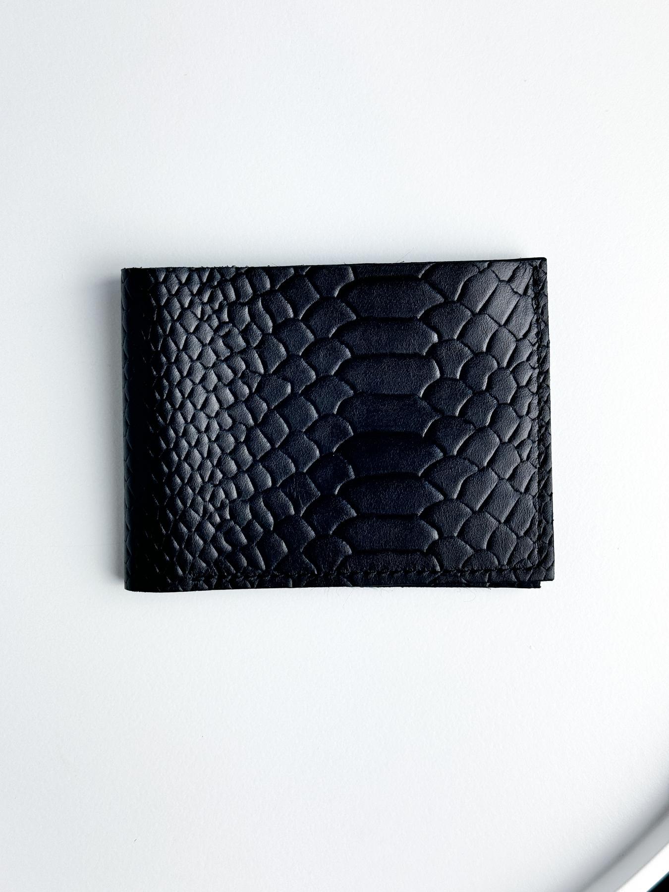 Кошелек-бифолд мужской SR018 из натуральной кожи тиснения питон Черный (25185289)