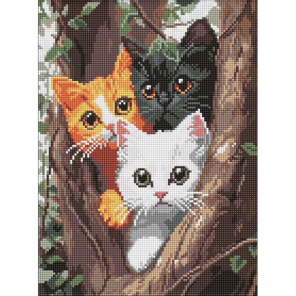 Алмазная мозаика Ideyka Кошки на дереве 30x40 см (AMO8299)