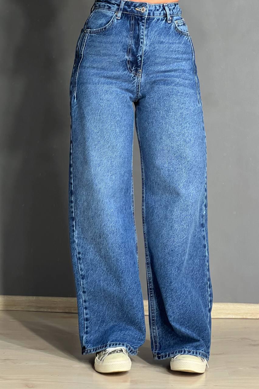 Джинси жіночі ITS Basic 2499 Wide Leg з високою талією рівні від стегна з виточками на стегнах р. 38 Світло-синій (3318) - фото 3