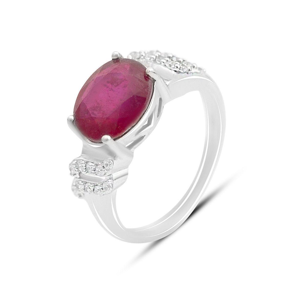 Кольцо серебряное Tiva с натуральным рубином и фианитами 3,133 ct 3,14 г р. 17,5 (2165248)