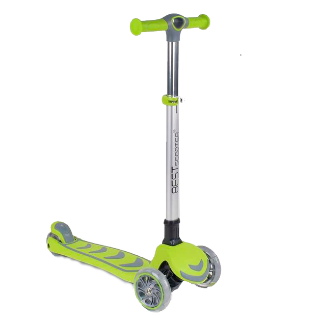 Самокат триколісний Best Scooter 46987/4 складане алюмінієве кермо/4 колеса PU зі світлом d 12 см (25281934)