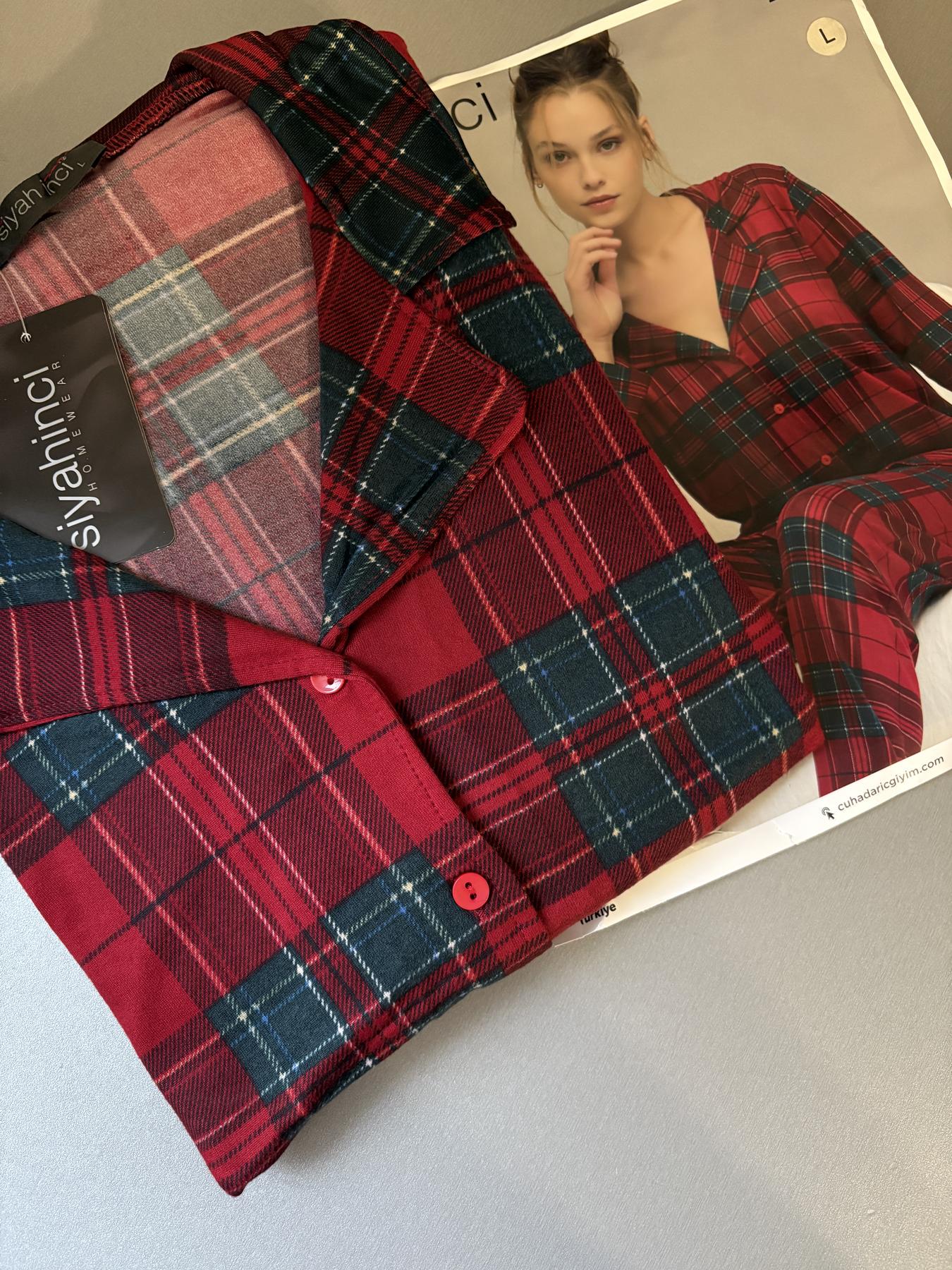 Пижама женская трикотажная 2XL клетка Красный (SS24321) - фото 2 Пижама женская трикотажная 2XL клетка Красный (SS24321) - фото 2