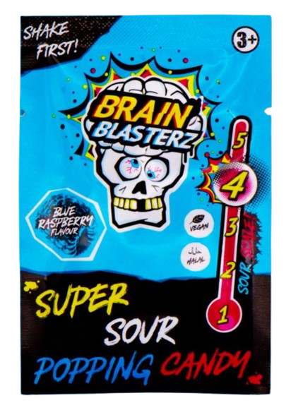 Конфеты кислые Brain Blasterz Super Sour Popping Candy Blue Raspberry 10 г (2484838635)