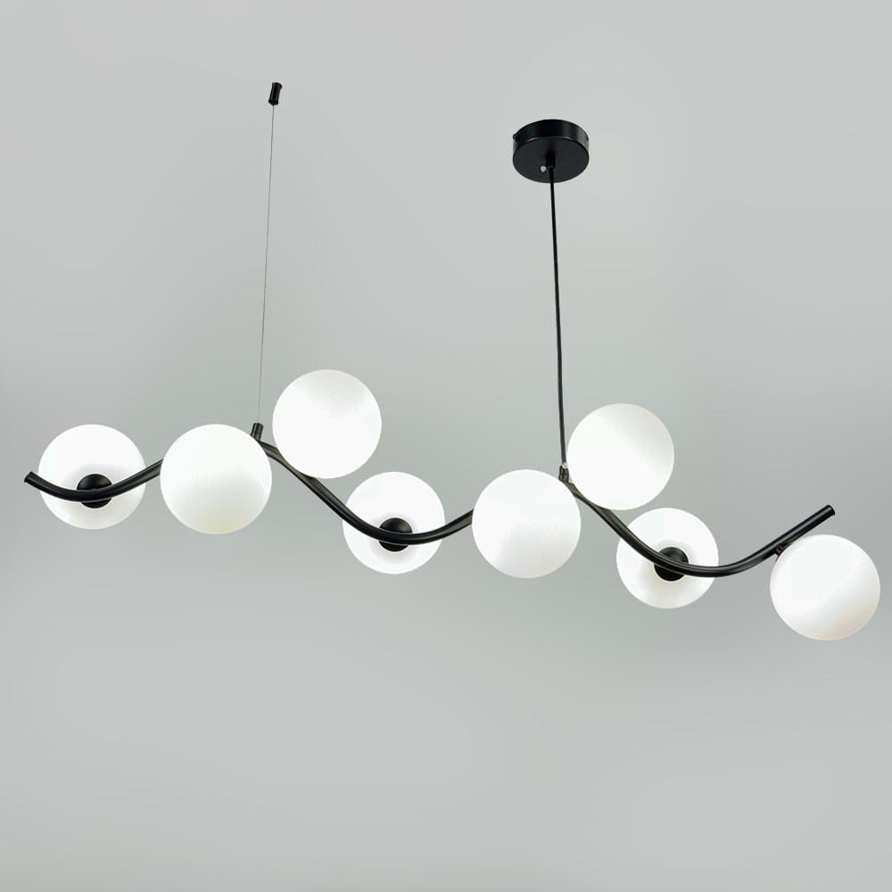 Люстра з хвилястим корпусом на 8 білих плафонів 90 см Чорний (A 66/8 BK+WT)